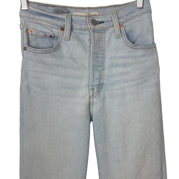 Levis Ribcage Straight Ankle Jeans Womens 25 Light Wash Button Fly Loose - Picture 2 of 8
